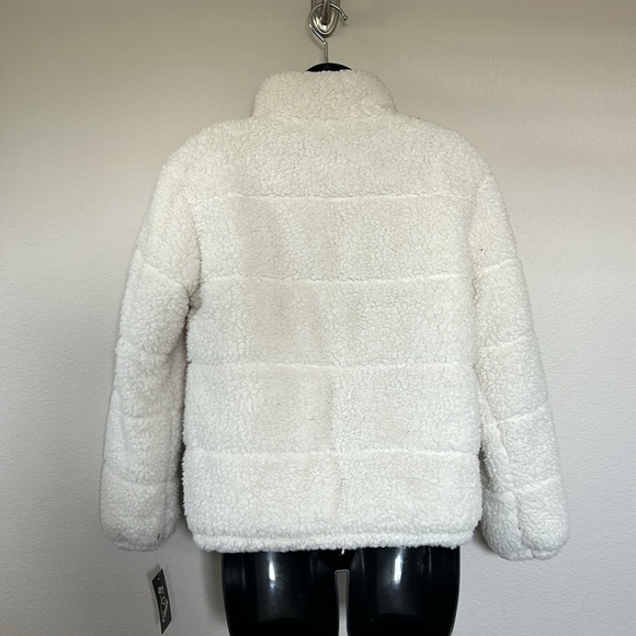 Art Class Girls Ivory White Faux Fur Sherpa Puffer Zip Up Jacket - Picture 6 of 9